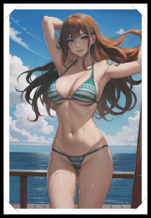 NAMI Waifu Anime Girl - One Piece - Poster in A4 Alta Qualità (Hentai, Sexy)