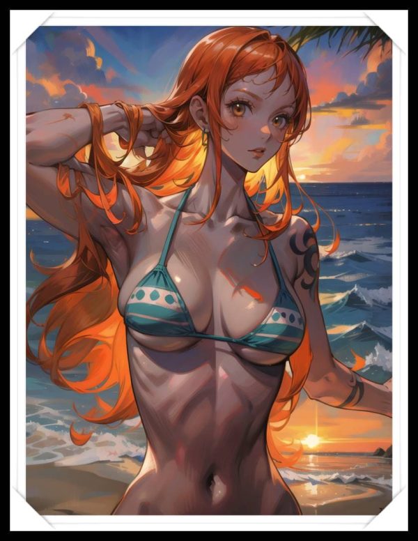 NAMI Waifu Anime Girl - One Piece - Poster in A4 Alta Qualità (Hentai, Sexy)