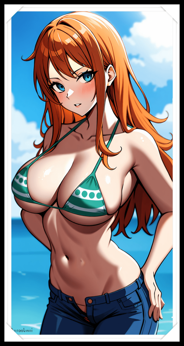 NAMI Waifu Anime Girl - One Piece - Poster in A4 Alta Qualità (Hentai, Sexy)