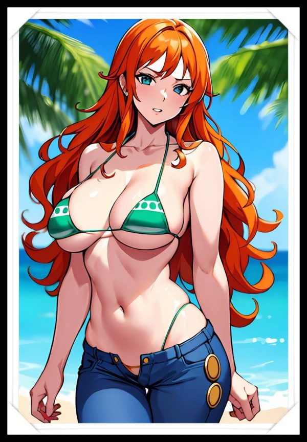 NAMI Waifu Anime Girl - One Piece - Poster in A4 Alta Qualità (Hentai, Sexy)