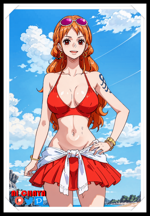 NAMI Waifu Anime Girl - One Piece - Poster in A4 Alta Qualità (Hentai, Sexy)