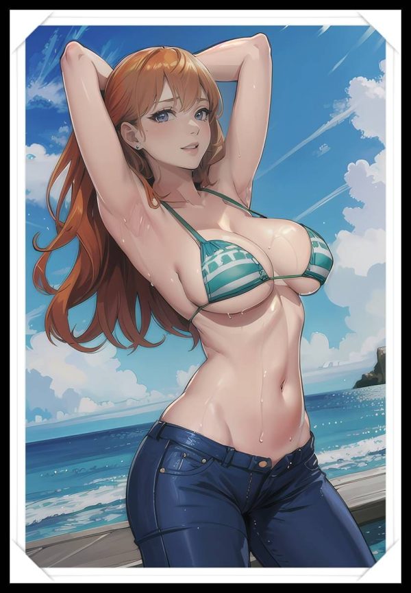 NAMI Waifu Anime Girl - One Piece - Poster in A4 Alta Qualità (Hentai, Sexy)