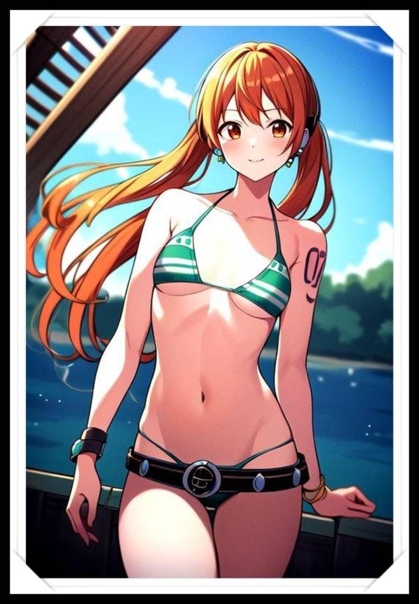 NAMI Waifu Anime Girl - One Piece - Poster in A4 Alta Qualità (Hentai, Sexy)