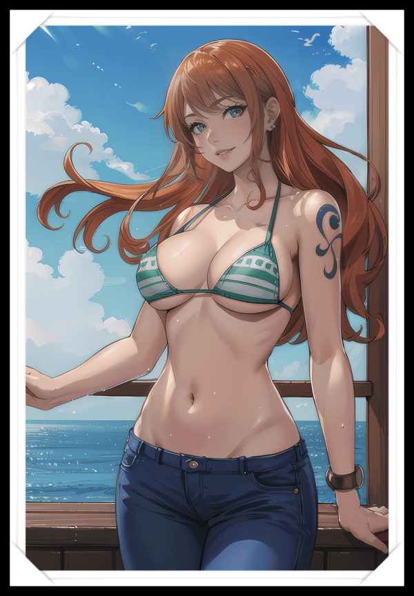 NAMI Waifu Anime Girl - One Piece - Poster in A4 Alta Qualità (Hentai, Sexy)