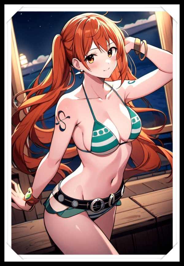 NAMI Waifu Anime Girl - One Piece - Poster in A4 Alta Qualità (Hentai, Sexy)