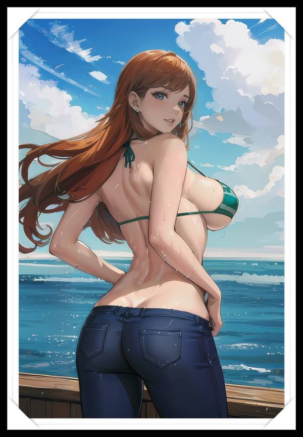 NAMI Waifu Anime Girl - One Piece - Poster in A4 Alta Qualità (Hentai, Sexy)