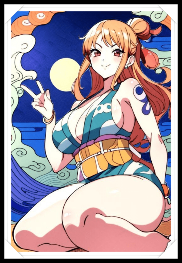 NAMI Waifu Anime Girl - One Piece - Poster in A4 Alta Qualità (Hentai, Sexy)