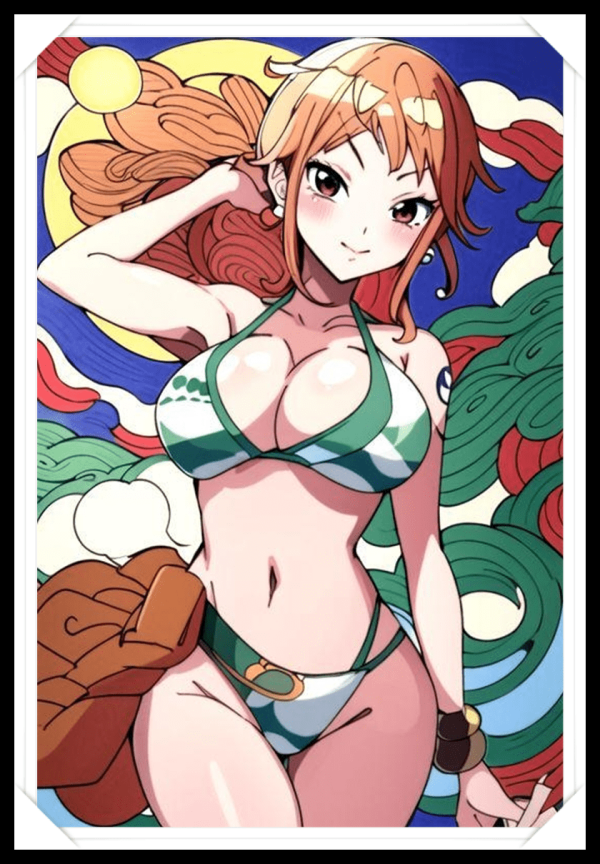 NAMI Waifu Anime Girl - One Piece - Poster in A4 Alta Qualità (Hentai, Sexy)