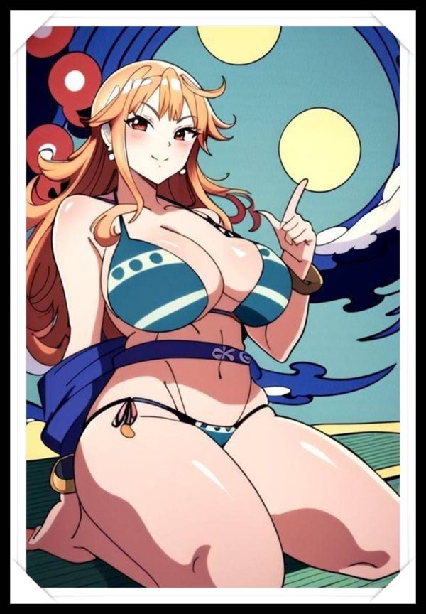 NAMI Waifu Anime Girl - One Piece - Poster in A4 Alta Qualità (Hentai, Sexy)