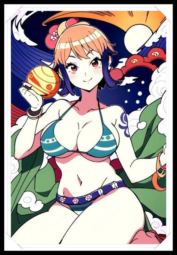 NAMI Waifu Anime Girl - One Piece - Poster in A4 Alta Qualità (Hentai, Sexy)