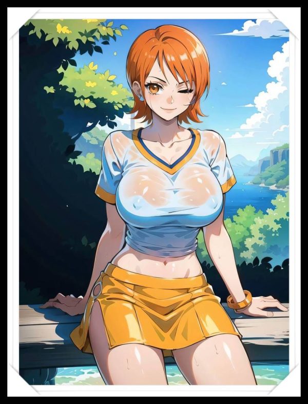 NAMI Waifu Anime Girl - One Piece - Poster in A4 Alta Qualità (Hentai, Sexy)