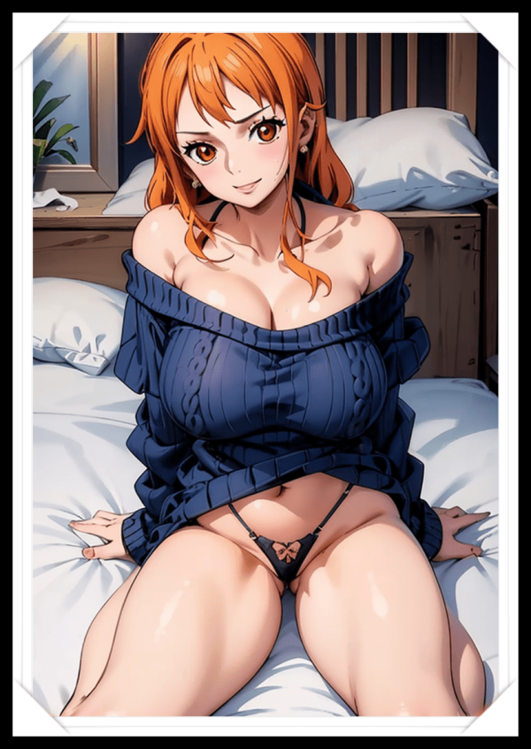 NAMI Waifu Anime Girl - One Piece - Poster in A4 Alta Qualità (Hentai, Sexy)