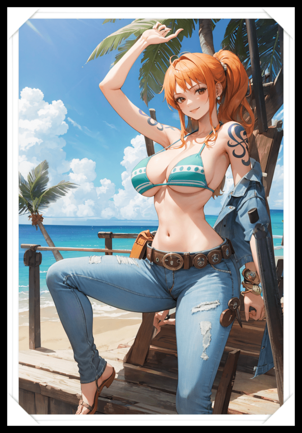 NAMI Waifu Anime Girl - One Piece - Poster in A4 Alta Qualità (Hentai, Sexy)