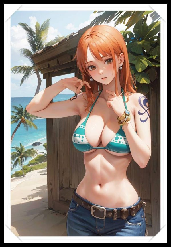 NAMI Waifu Anime Girl - One Piece - Poster in A4 Alta Qualità (Hentai, Sexy)