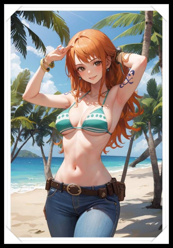 NAMI Waifu Anime Girl - One Piece - Poster in A4 Alta Qualità (Hentai, Sexy)